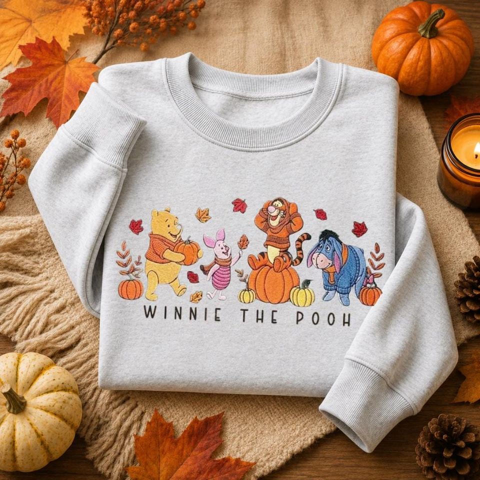 Embroidered Vintage Magical Land Fall Season Sweatshirt, Cute Bear and Friends Fall Shirt, Spooky Season Tee, Cozy Season Tee, Vacation Gift