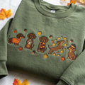Embroidered Fall Dachshund Sweatshirt, Cozy Autumn Season Shirt, Cute Wiener Dog Crewneck, Dog Owner Tee, Autumn Gift