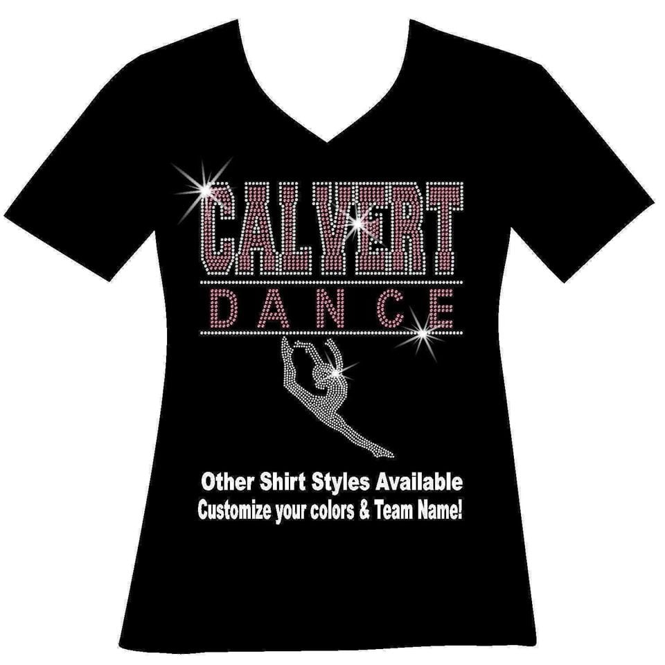 Custom Dance Team Name with Dancer Rhinestone Bling Dance Mom Sparkle Dance Aunt Bedazzled Nationals Top Matching Dance Crew Dance School T