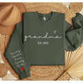 Personalized Grandma Sweatshirt, Grandma Sweatshirt Est Year with Grandkids Names on Sleeve, Birthday Gift for Grandma, New Grandma Sweater
