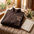 Embroidered Dachshund Mom Quarter Zip, Minimal Weenie Dog Sweater