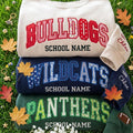 Personalized School Spirit Shirt, Custom Varsity Applique Sweatshirt, Gingham Floral Patchwork Tee, Game Day Crewneck, Back To School Gift