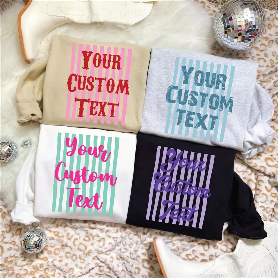 Custom Preppy Stripe Sweatshirt, Personalized Retro Striped Trendy Hoodie, Customized Colorful Tee,Custom Summer Tee,,ana2906
