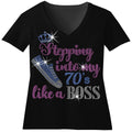 Rhinestone Birthday Shirt: Stepping into my 70s Like a Boss Tee