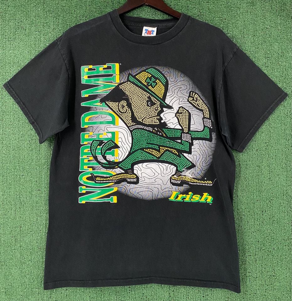 Vintage 90s ND Fighting Irish Puff Print Textured T-Shirt Mens Large