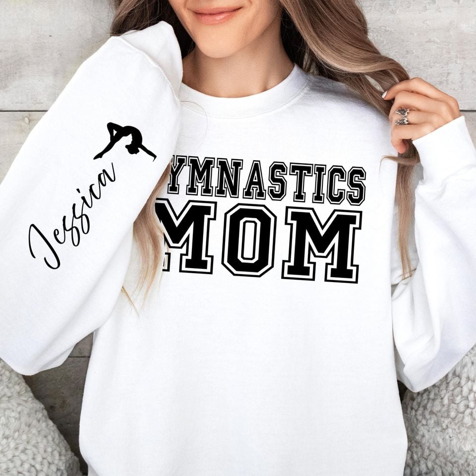 Custom Gymnastics Mom Sweatshirt With Name, Gymnast Mom Gift, Mama Sweatshirt, Mother's Day Hoodie, Gymnastics Life, Gymnastics Team Mom