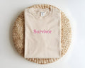 Comfort Colors Survivor Era Breast Cancer Awareness Embroidered Sweatshirt, Breast Cancer Warrior Sweatshirt, Breast Cancer Month Shirt
