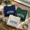 Coastal Town Embroidered Sweatshirt, Personalized Beach Town Crewneck, Gingham Embroidered Sweatshirt, Coastal Preppy Shirt, Custom Gift