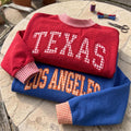 Personalized Gingham Mock Neck Sweatshirt, Custom State Name Pullover, Preppy Game Day Apparel, Gingham Toile Applique Sweatshirts,USA Gifts