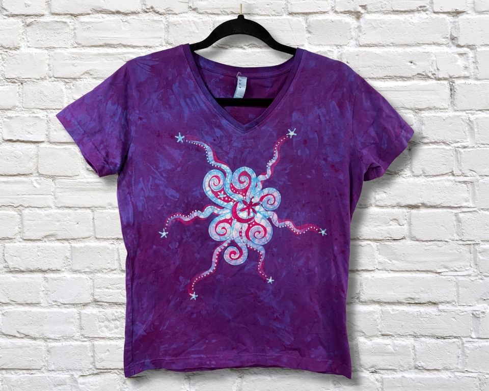 Moonburst Magic Batik T-Shirt - Women’s Hand Painted Batik Shirt - Size Medium