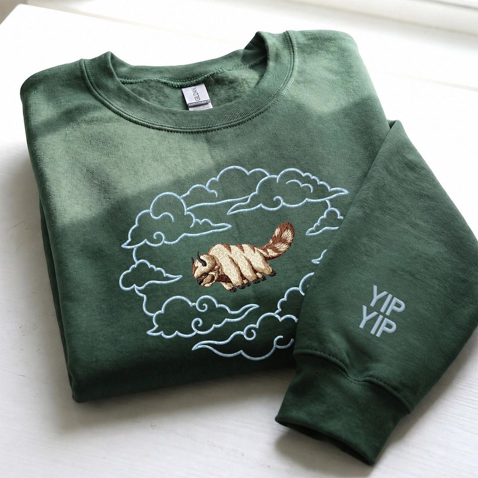 Embroidered Anime Sweatshirt, Flying Bison Shirt, Movie Embroidered Hoodie, Anime Aesthetic Gift for Fans