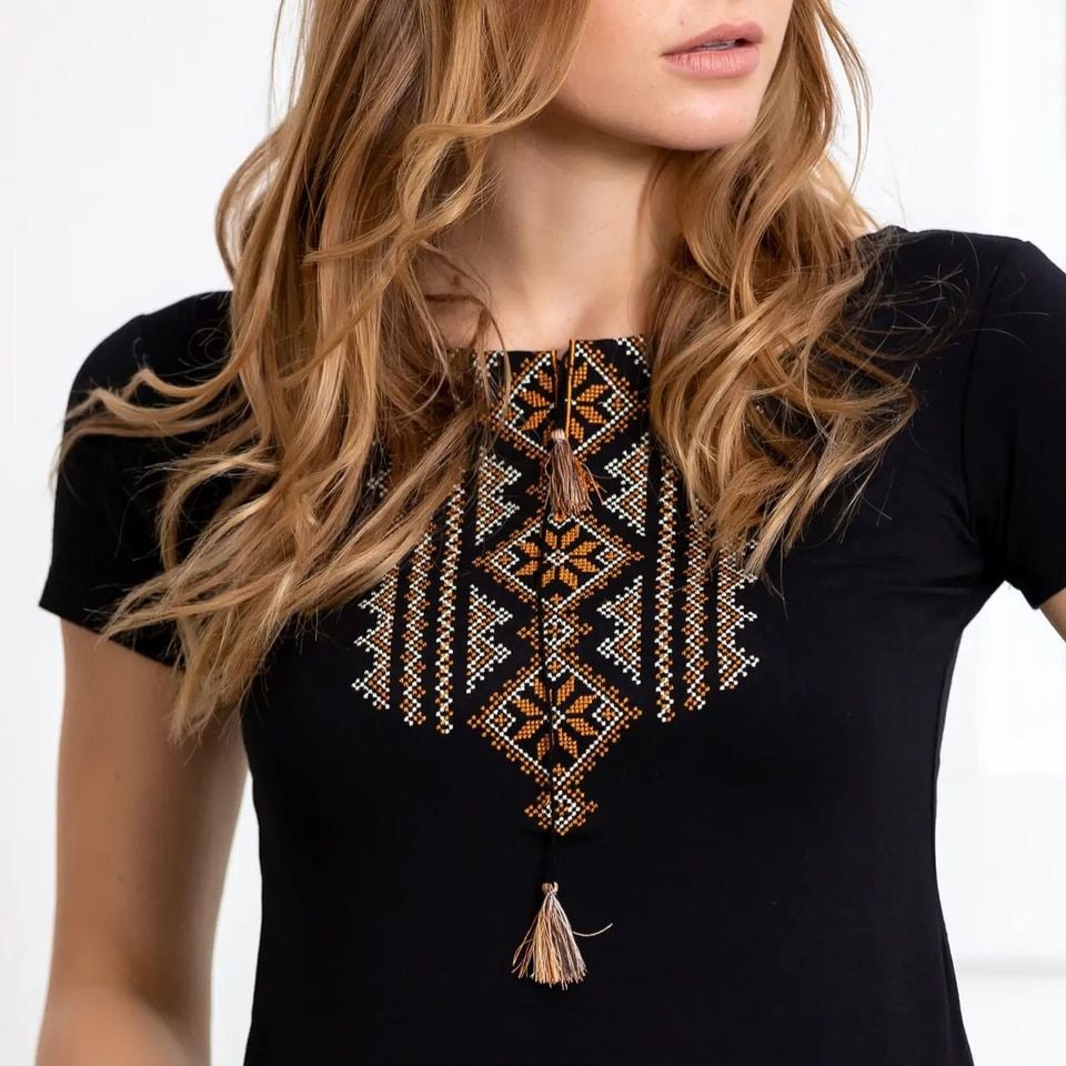 Ukrainian Embroidered T-shirt ( vyshyvanka) in ethno style, short sleeve ,good price!!!