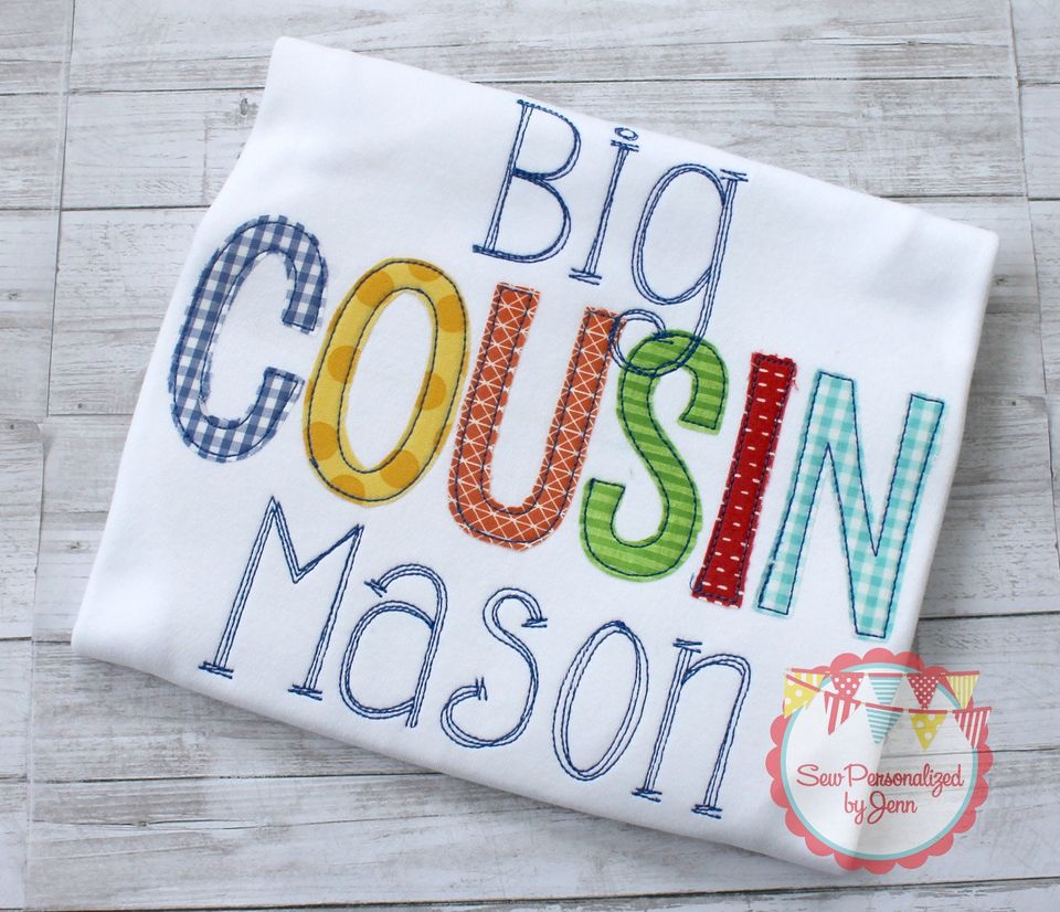 Boys Big Cousin Shirt Personalized Appliqued Monogrammed Shirt Baby Announcement