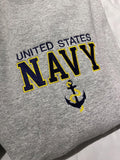 Embroidered US Navy Sweatshirt with Anchor  Military Pride Pullover  Navy Veteran Gift  Patriotic Crewneck  Unisex Armed Forces Sweater