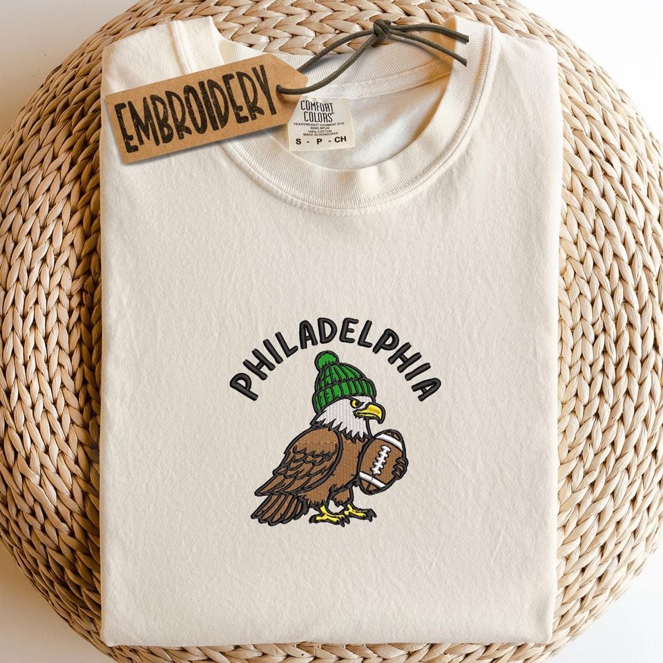 Comfort Colors Embroidered Shirt, Philadelphia Eagle Design Shirt, Bird Gang Philly T-Shirt, Football Mascot Shirt, Shirt for Sports Lovers