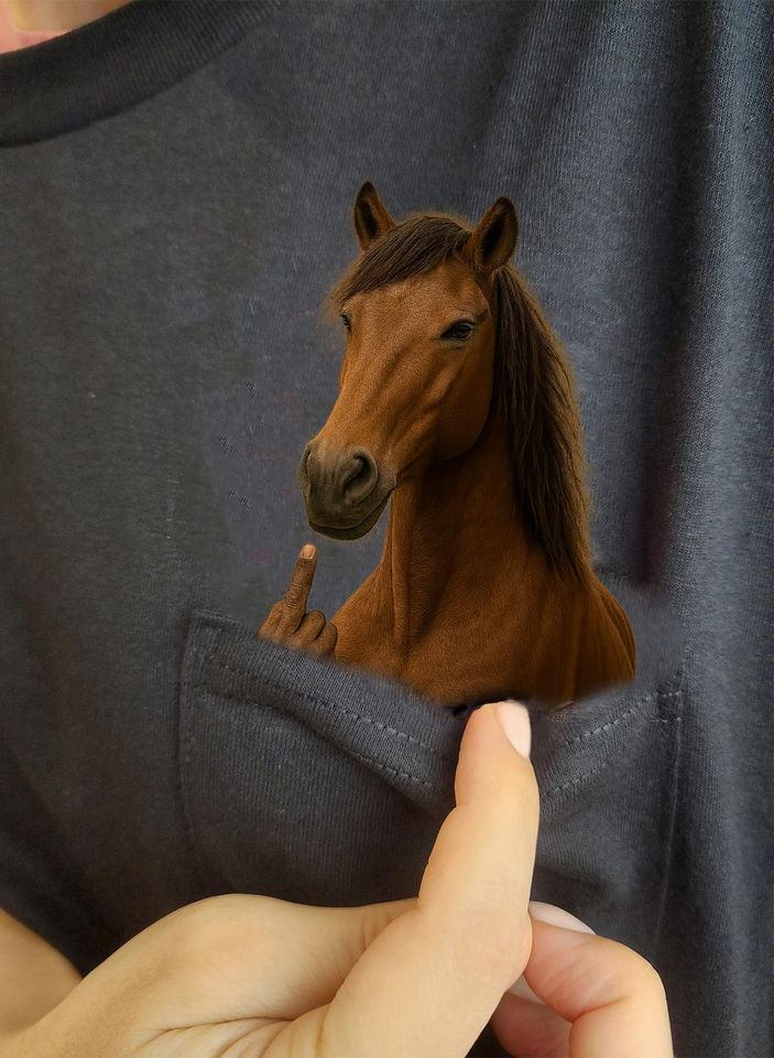 Horse Pocket Middle Finger Shirt • Funny Horse T-Shirt • Hidden Pocket Horse Tee • Unique Gift for Horse Lovers • Western Humor Shirt