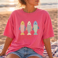 Patchwork Fish Summer Shirt, Beach Summer Tee, Comfort Colors T Shirt, Coastal Ocean Graphic Tee, Nautical Vacation Shirt