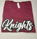 Custom Puff Glitter Team T-Shirt, School Spirit Shirt, Knights Shirt