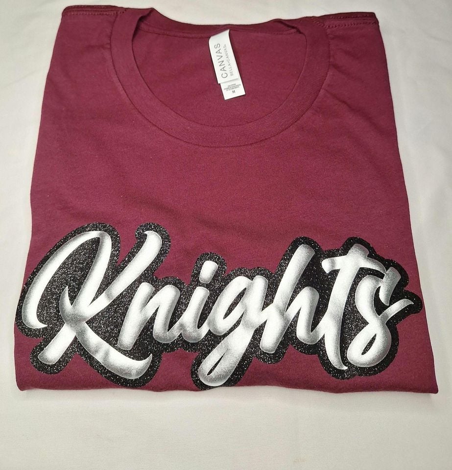 Custom Puff Glitter Team T-Shirt, School Spirit Shirt, Knights Shirt
