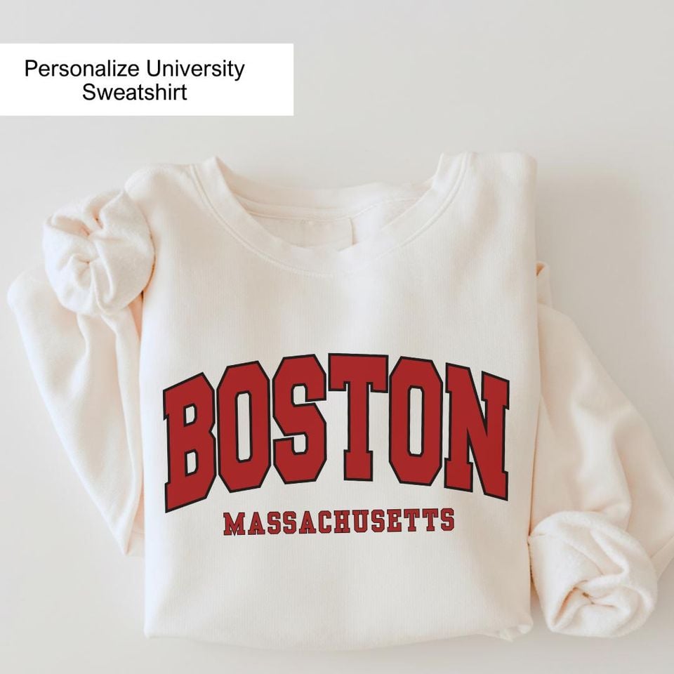 Boston Massachusetts T-Shirt Vintage College Style Graphic Tee City Name Unisex Shirt MinimalTop