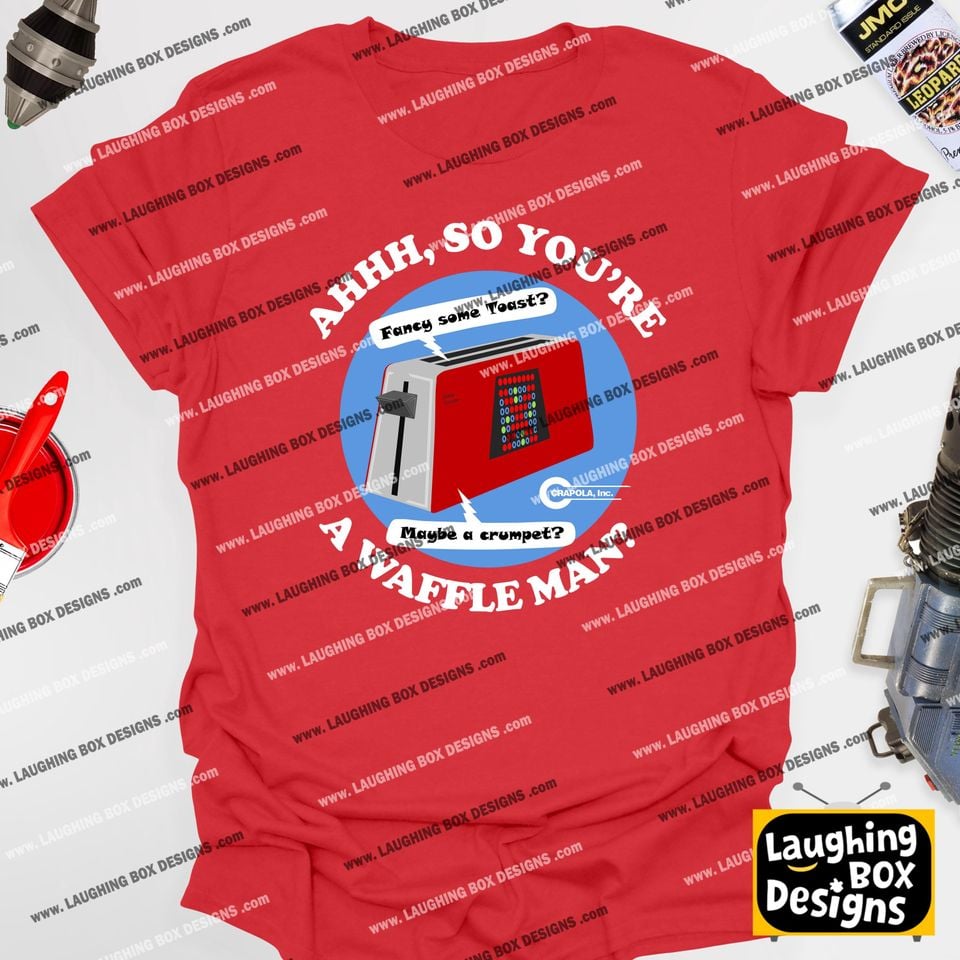 Ahhh, So You're A Waffle Man? Talkie Toaster - Red Dwarf 100% Cotton Unisex Printed Tshirt, Various Colours & Size with Free UK Delivery