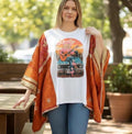 Boho Upcycled Dolly Graphic Tee – Kantha Butterfly Sleeve Kimono Top (XL–4X)