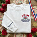 Embroidered Indiana National Champions Hoosiers Sweatshirt, Floral Rose Football Fan Apparel, College Game Day Gear