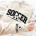 Personalize Soccer Mom Kids Name On Sleeve Sweatshirt, Mom Soccer Sweater, Soccer Mama Shirt, Gift for Soccer Mom, Fall Soccer Season Shirt