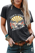 Country Music Shirts for Women Country Roads Take Me Home Shirt Vintage Western Short Sleeve Tees Top
