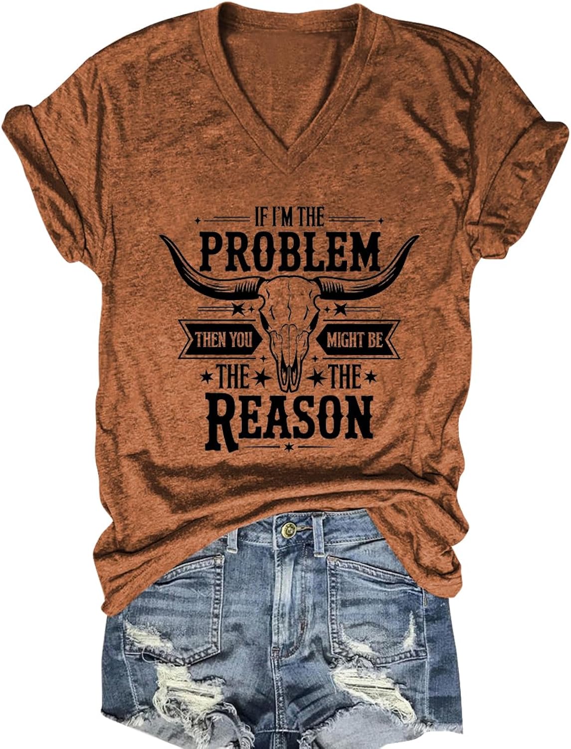 If I'm The Problem You Might Be The Reason Shirt Women Vintage Country Music T Shirts Short Sleeve Tops
