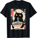 Kawaii Cat Eating Ramen Noodles Funny Anime Gift Girls Teens T-Shirt