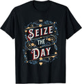 Seize the Day Motivational Quote Vintage Typography Design T-Shirt