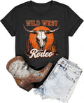 Western Shirts for Women Vintage Cowgirl T Shirt Cow Skull Rodeo Cowboy Boots Graphic Tees Country Music Short Sleeve Tops
