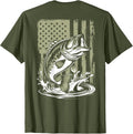 Fishing Camo Bass Fish American Flag Men's Graphic Fishing T-Shirt