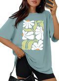 Women's Oversized Tshirts Wildflower Graphic Tees Crew Neck Summer Short Sleeve Casual Loose Basic Tunic Tops