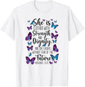 Christian Bible Verse Quote Butterfly Proverbs 31:25 T-Shirt