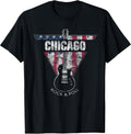 Chicago Vintage American Flag Guitar Player Souvenir T-Shirt