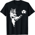 Funny Cat Soccer Ball Graphic T-Shirt