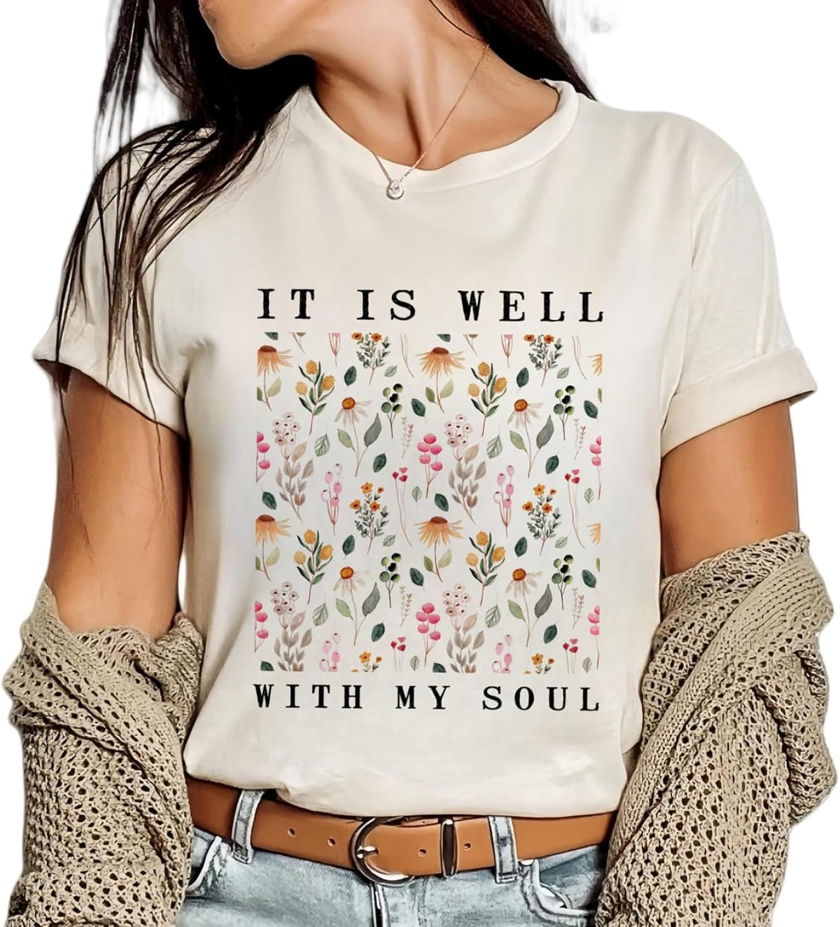 Christian Shirts for Women Vintage Bible Verse Boho Wildflowers Shirts Floral Graphic Tees