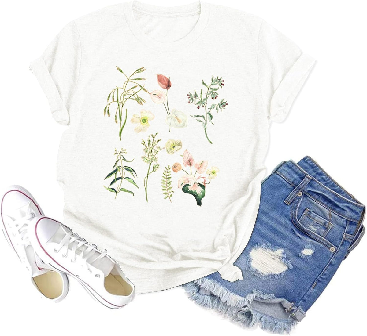 Sunset Pine Tree Tshirt Women Camping Tshirt Retro Sun Print Graphic Tee Casual Short Sleeve Top