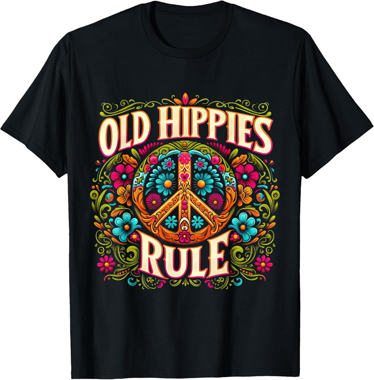 Vintage Old Hippies Rule Tee - Retro 60s 70s Hippie Costume T-Shirt