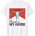 Vintage Western Bull Skull Raised On 90's Country Music T-Shirt