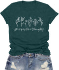 Inspirational Tshirts for Women Grow Positive Thoughts Shirt Cute Floral Tee Motivational Tops