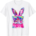 Bunny Face with Tie Dye Glasses Happy Easter Day Men Boy Kid T-Shirt