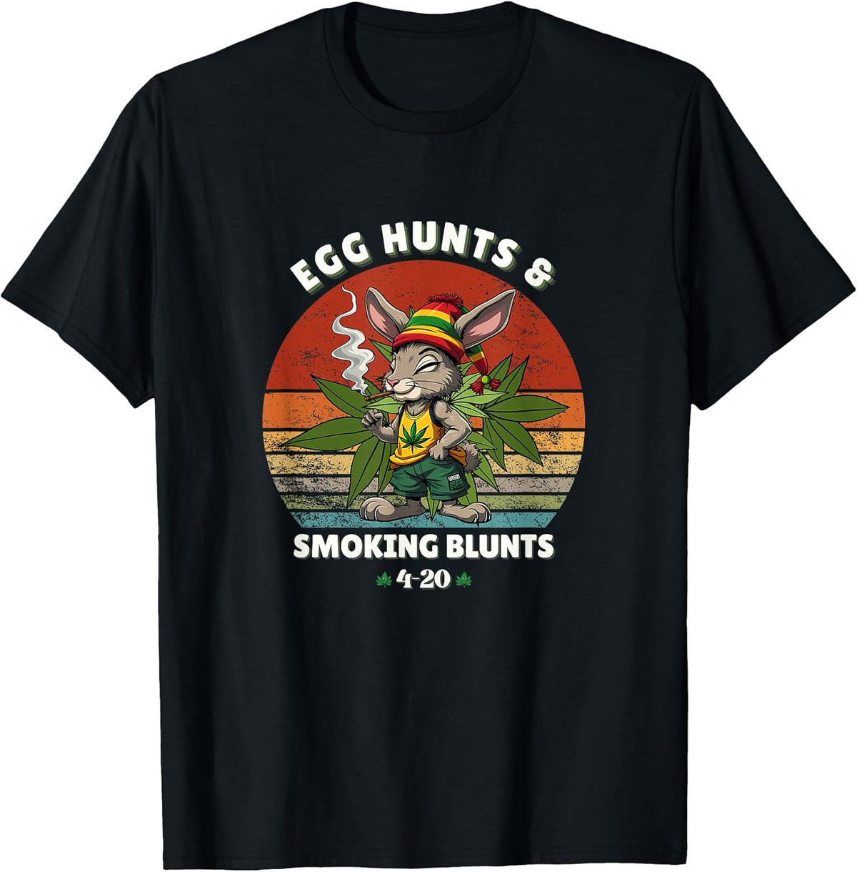 Stoned Easter Bunny With Joint 4/20 Marijuana Easter 420 Day T-Shirt