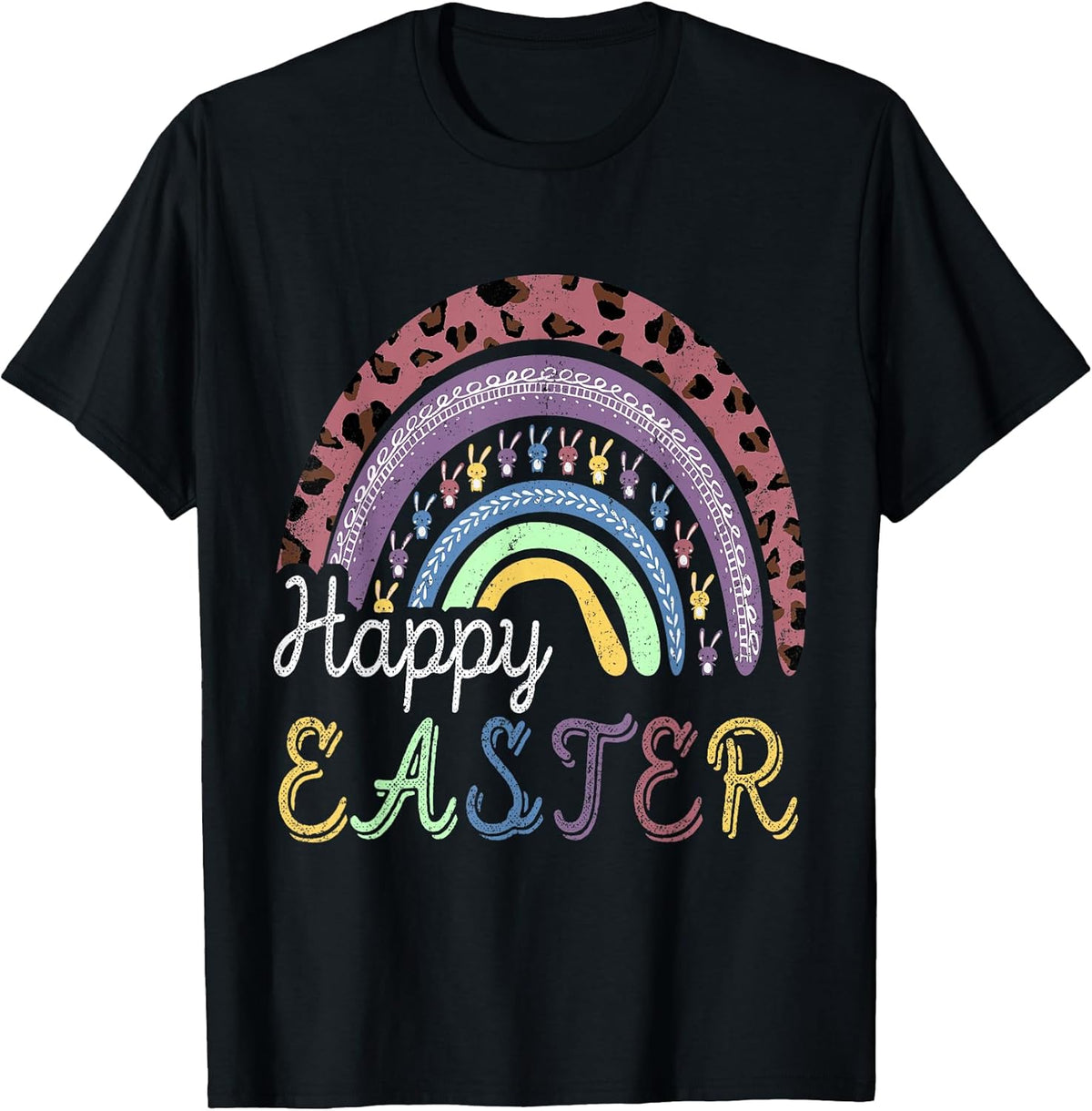 Happy Easter Day 2026 Rainbow Leopard Bunny Easter Bunnies T-Shirt