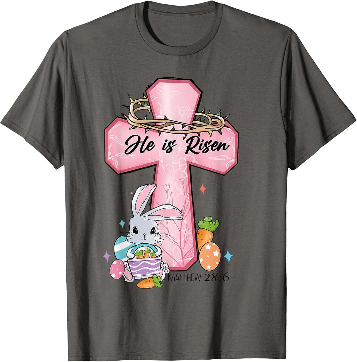 He is Risen Bunny Cross Vintage Happy Easter Day 2025 T-Shirt