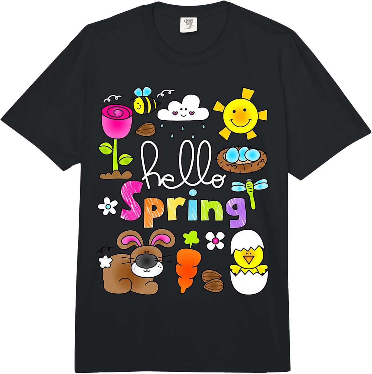 Hello Spring and Easter Day 2026 Bunny Hello Spring Toddler Comfort Colors Adult Heavyweight T-Shirt