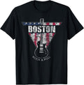Boston Souvenir Vintage American Flag Guitar Player Rock Fan T-Shirt