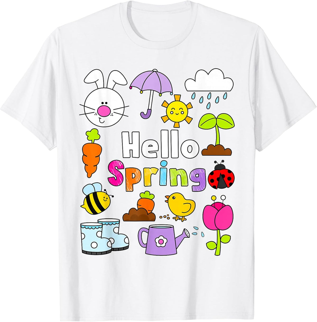 Hello Spring and Easter Day 2026 Bunny Hello Spring Toddler T-Shirt